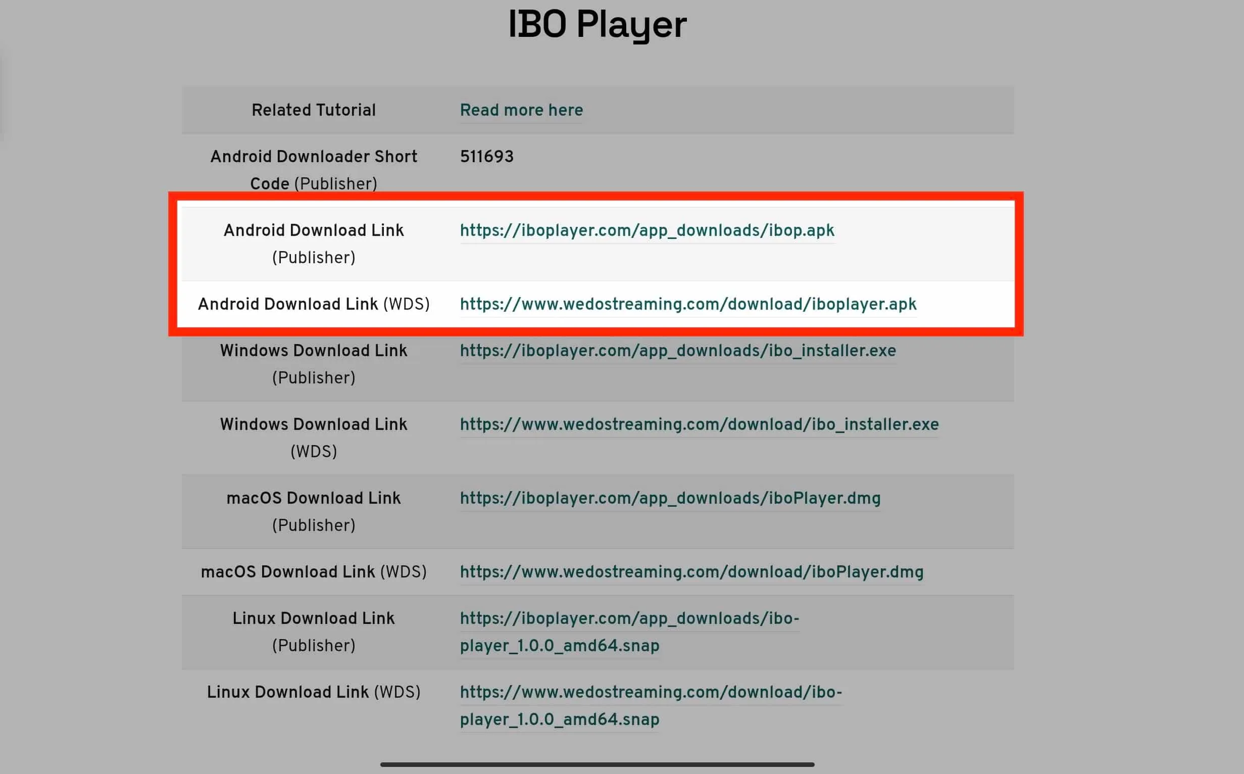 IBO Player auf Android Tablet